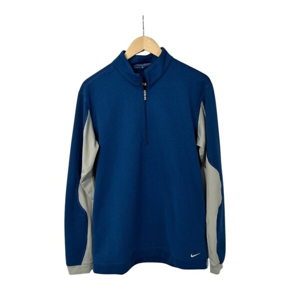 Nike Other - Nike Golf Men's THERMA-FIT 1/4 Zip Pullover | Sz M Royal Blue & Grey Side Panels